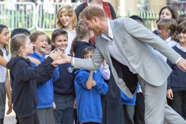Duke of Sussex meets schoolchildren on a visit to the Royal Pavilion