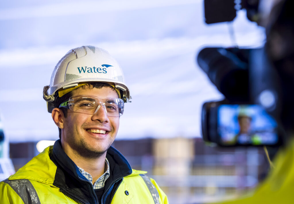 Commercial portrait photography of construction worker on a building site