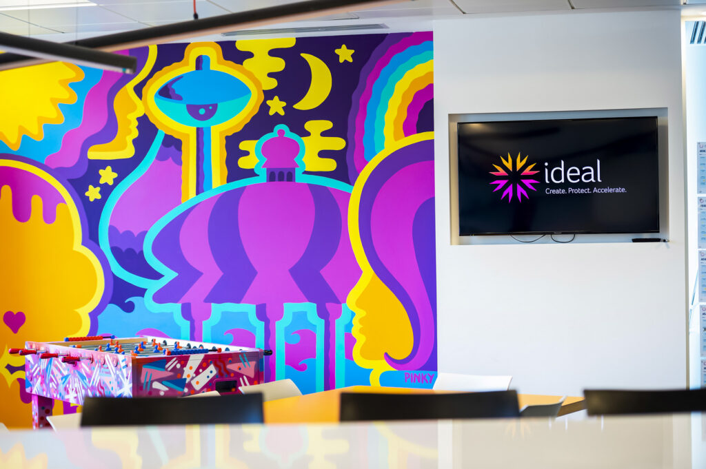 Commercial photography Modern office interior showing the colour and design of the Ideal workplace